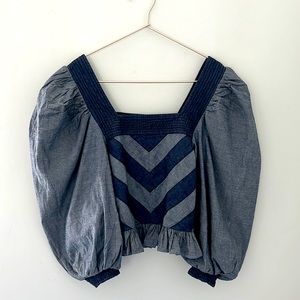 Anthropologie Smocked Puff Sleeve Blouse XS